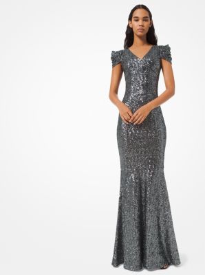 Sequined Mesh Trumpet Gown | Michael Kors