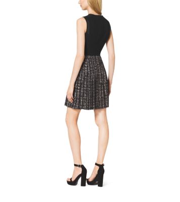 Pleated Stretch-Bouclé Crepe Dress | Michael Kors Canada