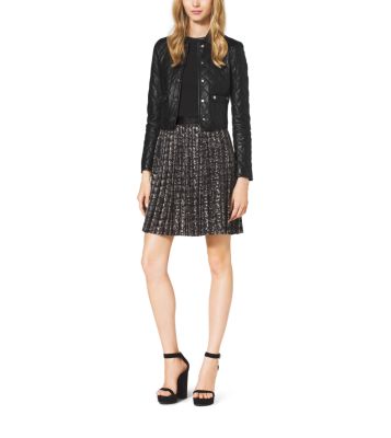 Pleated Stretch-Bouclé Crepe Dress | Michael Kors Canada