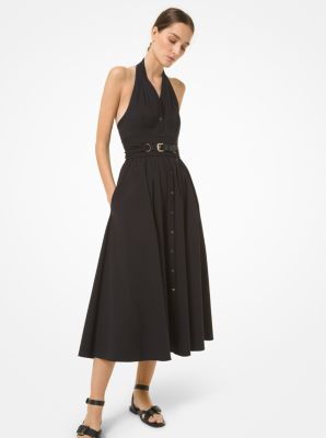 Organic Stretch Cotton Poplin Halter Dress | Michael Kors