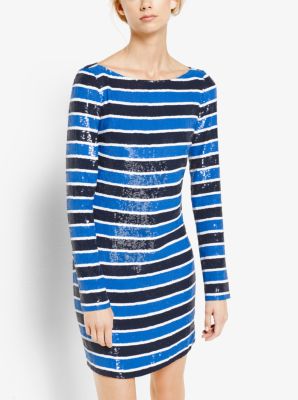 michael kors blue sequin dress