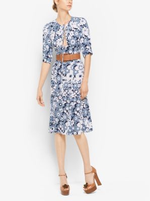 Michael kors mixed shop botanical print georgette dress