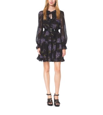 michael michael kors floral georgette shirtdress