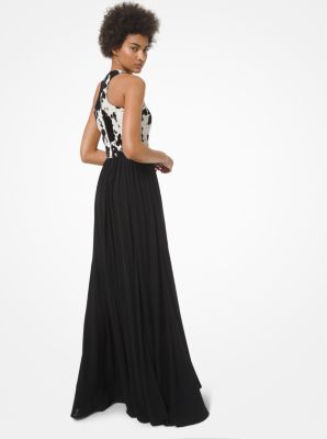 Pony Print Calf Hair and Georgette Jersey Gown