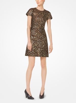 Metallic Leopard Jacquard Dress Michael Kors