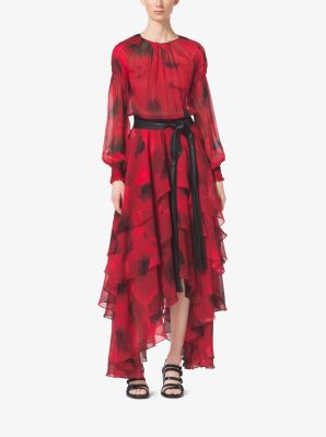 Michael michael kors 2025 floral chiffon tiered dress