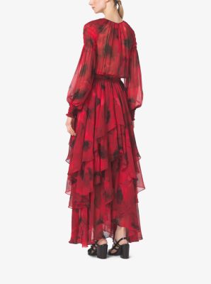 Michael kors floral chiffon tiered clearance dress