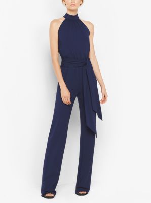 Tie-Waist Matte-Jersey Jumpsuit