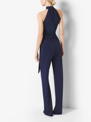 Tie-Waist Matte-Jersey Jumpsuit
