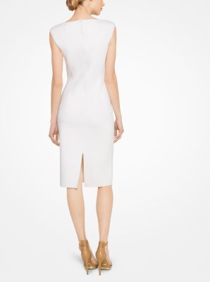 Stretch-Boucl&eacute; V-Neck Sheath Dress