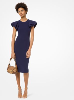 Double-Face Stretch Wool-Crepe Sheath Dress