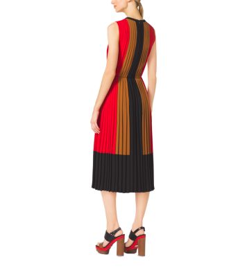 Color-Block Pleated Georgette Dress