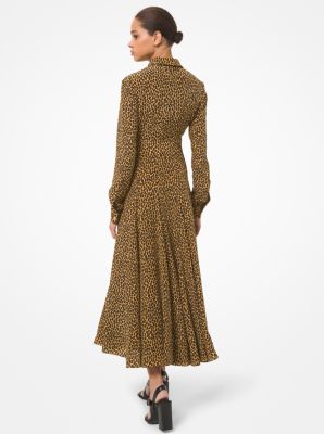 Leopard Silk Crepe De Chine Shirtdress
