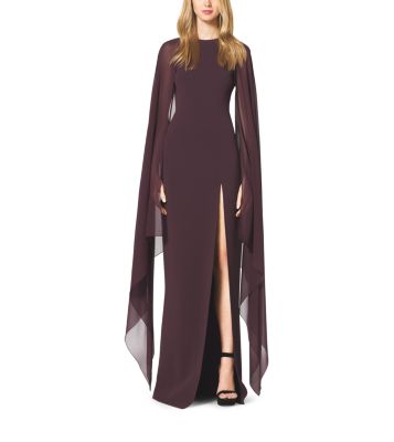 Stretch-Wool Crepe Cape Gown | Michael Kors