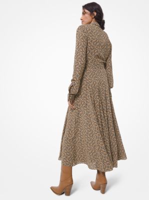 Floral Paisley Silk Georgette Shirtdress