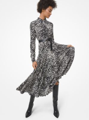 Speckled Pony Print Silk Crepe de Chine Shirtdress