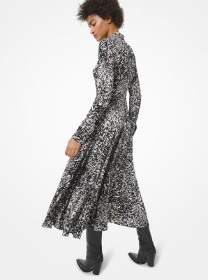 Speckled Pony Print Silk Crepe de Chine Shirtdress