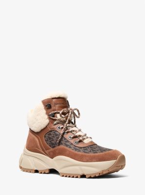 Michael Kors Darius Mixed-media Boot In Brown