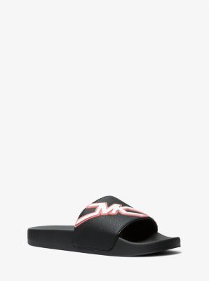 Dawson Logo Embossed Leather Slides | Michael Kors