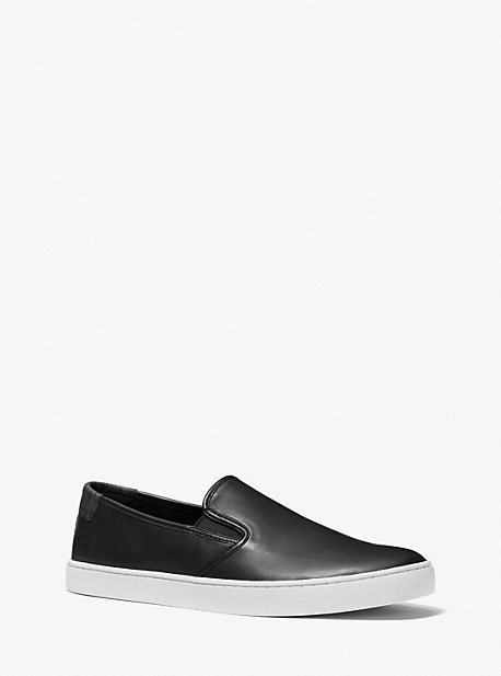 마이클 코어스 Michael Kors Mens Cal Leather Slip-On Sneaker,BLACK