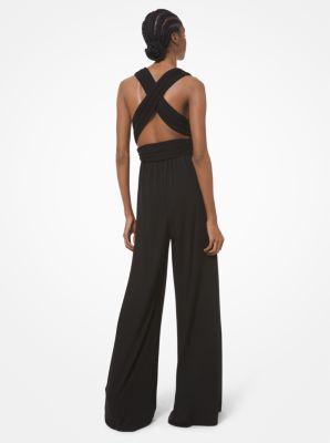 Matte Jersey Belted Jumpsuit in BLACK | Michael Kors