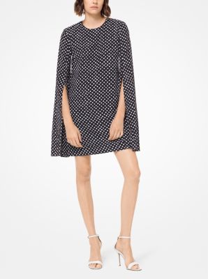 Polka Dot Crepe De Chine Cape Dress | Michael Kors