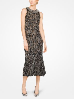 Chain Embroidered Trumpet Dress