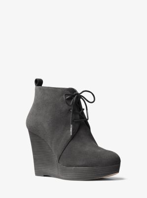 michael kors suede wedge booties