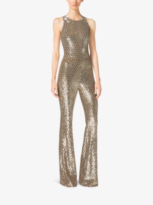 michael michael kors sequined mesh jumpsuit