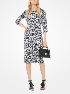 Floral Stretch-Jacquard Sheath Dress