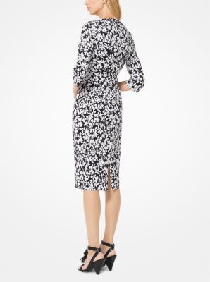 Floral Stretch-Jacquard Sheath Dress