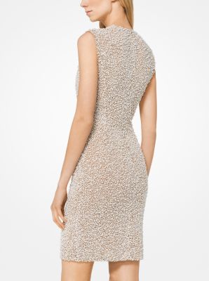 Crystal and Pearl Embroidered Stretch-Tulle Dress