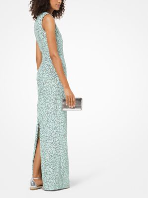 Leopard Sequined Stretch-Tulle Gown