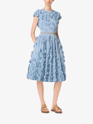 Floral-Embroidered Silk-Faille Dress