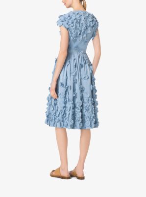 Floral-Embroidered Silk-Faille Dress