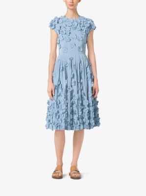 Floral-Embroidered Silk-Faille Dress