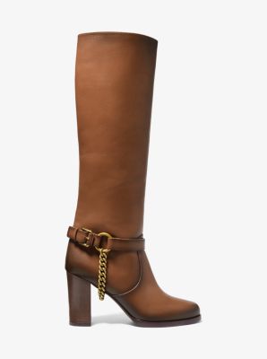 Arlette Embellished Burnished Leather Boot in LUGGAGE | Michael Kors