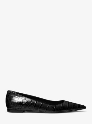 Flacher Schuh Agnes aus Leder mit Krokodilprägung image number 1