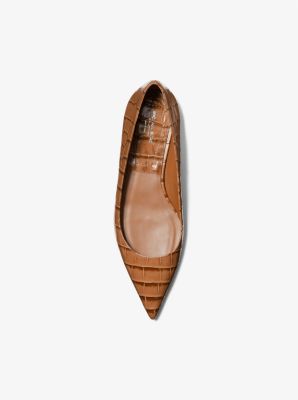 Agnes Crocodile Embossed Leather Flat