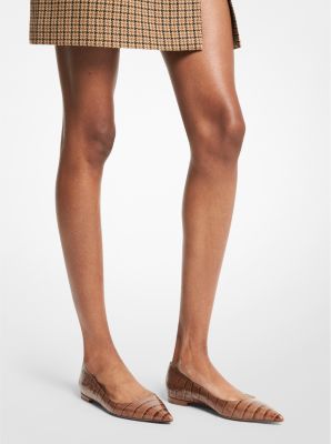 Agnes Crocodile Embossed Leather Flat