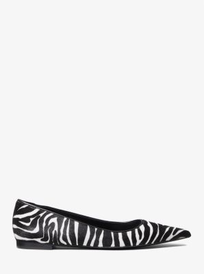 Agnes Zebra Print Calf Hair Flat in MARFIL/NEGRO | Michael Kors