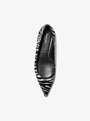 Agnes Zebra Print Calf Hair Flat in MARFIL/NEGRO | Michael Kors
