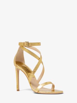 Ingrid Metallic Python Embossed Leather Sandal | Michael Kors