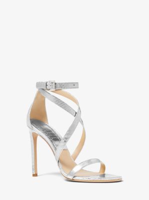 Ingrid Metallic Python Embossed Leather Sandal