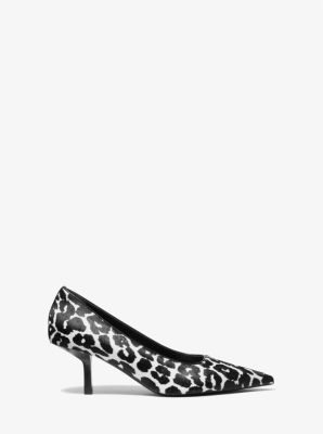 Frankie Leopard Print Calf Hair Pump in BLACK/WHITE | Michael Kors