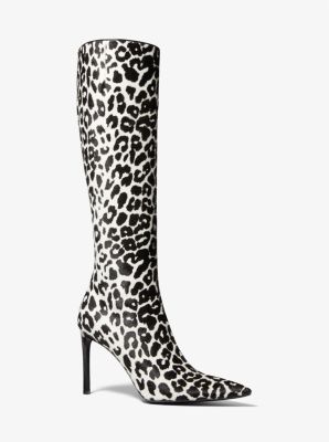 Michael Kors Sawyer Leopard Printed Calf Hair Booties