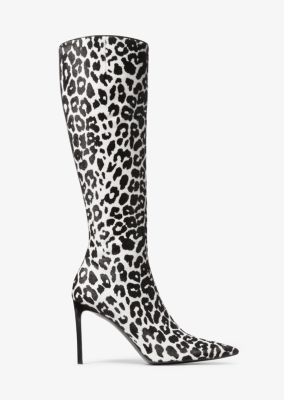 Michael Kors Sawyer Leopard Printed Calf Hair Booties