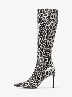 Michael Kors Sawyer Leopard Printed Calf Hair Booties