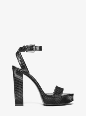 Anabelle Python Embossed Leather Platform Sandal