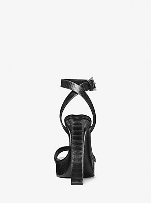 Anabelle Python Embossed Leather Platform Sandal